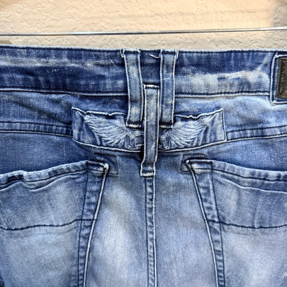 Robin's Jean Mens Blue Denim Biker Moto Jeans Zipper Detail Size 36 USA Made